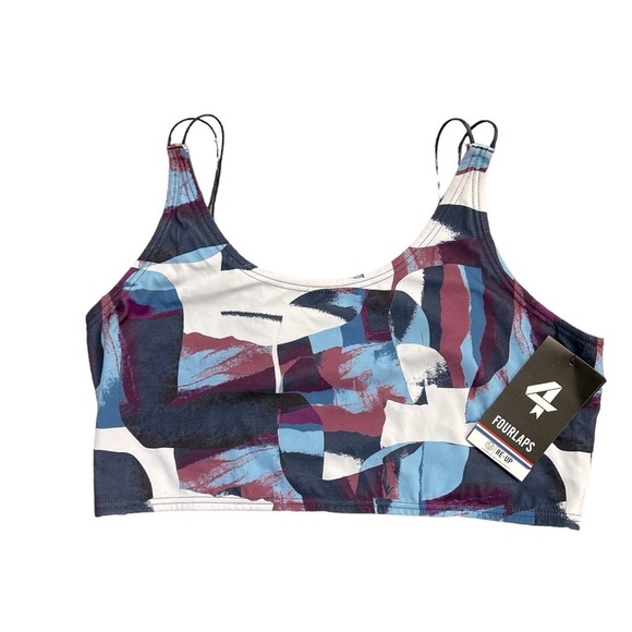 NWT Fourlaps Poise Longline Bra Size XL Abstract Landscape Print - Picture 3 of 10